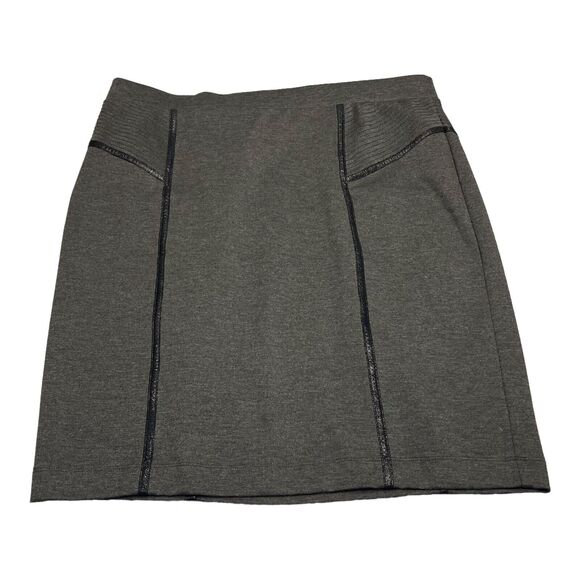 APT.9 A-Line Skirt Women's Large Gray Polyester Stretch Elastic Waist Pull On - Picture 1 of 7